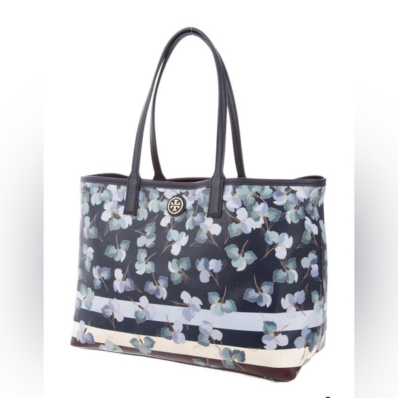 NEW Tory Burch Rare Floral Primula Stripe Kerrington Tote Authenticated Dust Bag - Picture 4 of 12